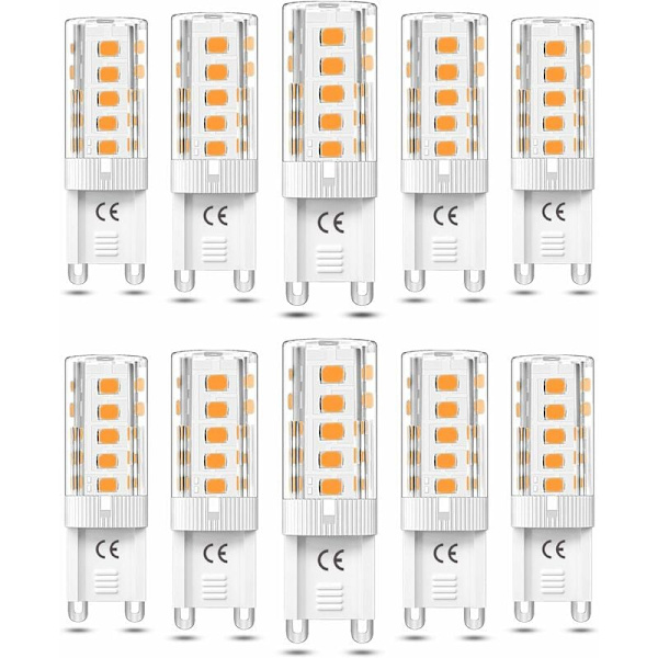 10 stk. G9 LED Pære Dæmpbar 5W Varm Hvid 3000K G9 LED Pærer Halogen Ækvivalent 50W AC110/220V [Energiklasse F]