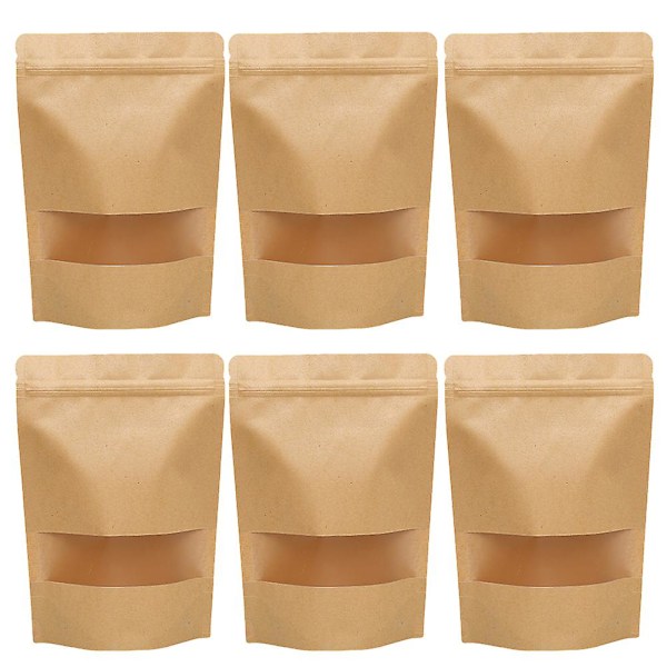 100 stk Kraftpapirposer med selvforsegling for matoppbevaring, emballasjeposer, sikre forseglede poser