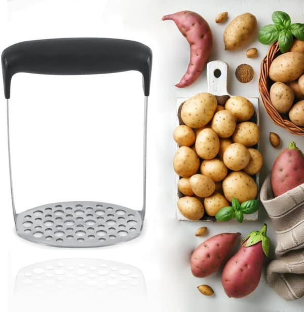 Potetmoser i rustfritt stål med sklisikkert ergonomisk håndtak for matlaging
