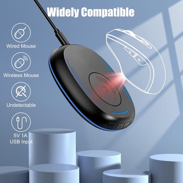 Uoppdagelig Musejiggler med Timer og RGB Pustelys - Svart USB Musebeveger for Datamaskin
