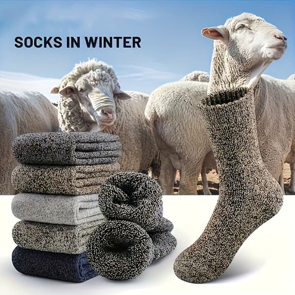 4 par termiske vintersokker til mænd -30°C kuldebestandige stødabsorberende til ski, camping, byggeri grå/blå 4 Pairs Random One-size