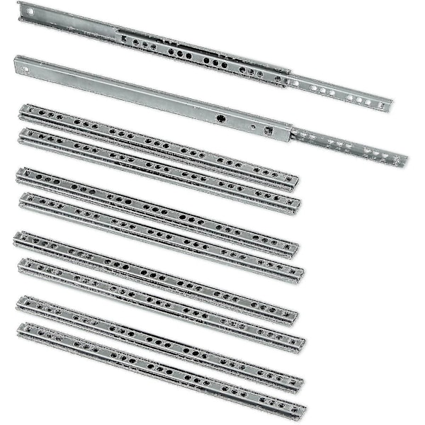 5 par (10 st) skjutreglage/kullagerutdrag Del 17 mm X 278 mm för låda, zinkpläterad 185mm