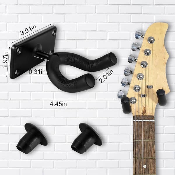 Gitarr Vägghängare Krok för Akustisk Elektrisk Bas Mandolin Banjo Ukulele Stränginstrument 2-pack Svart