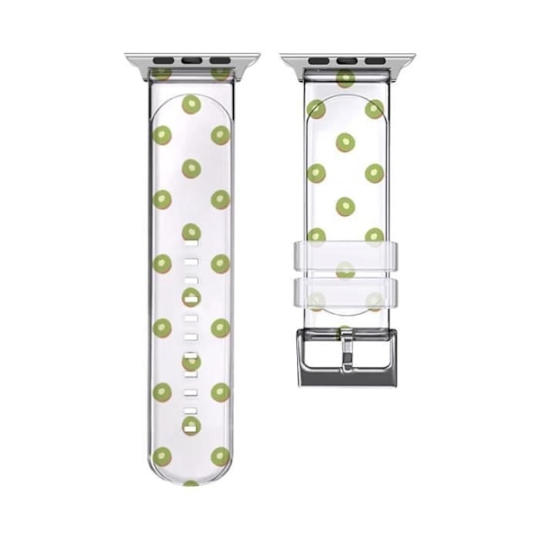 Armbånd til Apple Watch 41 mm / 40 mm / 38 mm fleksibelt transparent med kiwi-mønster