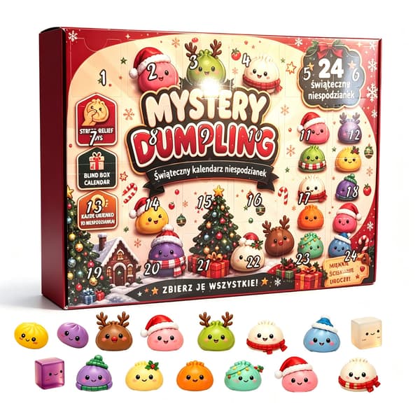 Dumpling Julkalender – 24 Squishy Överraskningsleksaker, Mjuk Långsam Återhämtning Stresslindrande Nedräkningspresent för Åldrarna 3+