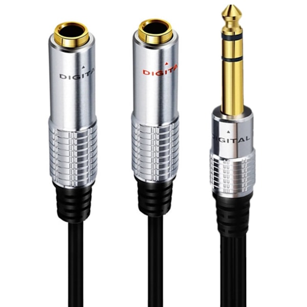 1/4 tuuman TRS Stereo Jakokaapeli 7,9 tuumaa, 1/4 tuuman 6,35 mm:n stereourosliittimet kahteen 1/4 tuuman 6,35 mm:n naarasliittimeen-