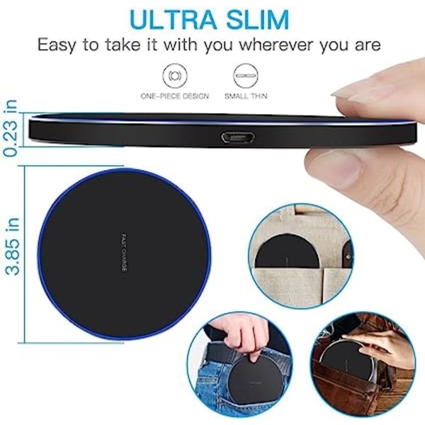 Trådløs oplader 15W Universal Qi opladningsplade, induktionsoplader kompatibel med iPhone 12/11 /11 Pro/XS/XS Max/XR/X /8/8 Plus{HH}