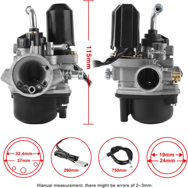 Carburetor, Replacement Carburetor with 17.5mm Bore for Most Piaggio/Gilera/Aprilia 50cc Scooters