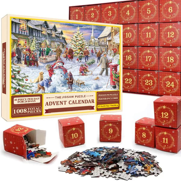 24-boks julekalender puslespill gave papp overraskelsesbeholder hvit grå 1008 pieces  set 40 (70*50)