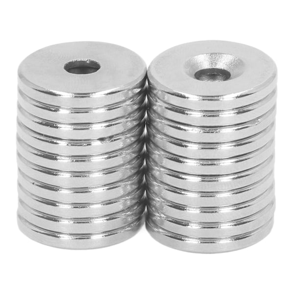 20 st Hålmagneter 20x3mm Neodym Skivmagnet Ringmagnet M5 Sällsynt Jordartsmetall Rund Magnet för Fästning