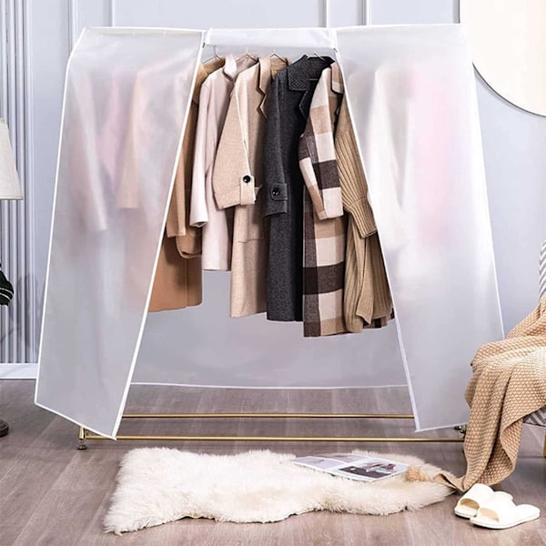 Klädstångsskydd Stort Transparent Klädskydd med 2 Slitstarka Dragkedjor (Storlek: 90cm×50c×150cm）