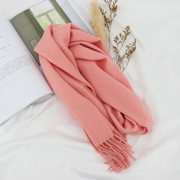 Varmt vinter skjerf for kvinner 100% ren ull mykt og koselig 180x30cm rosa