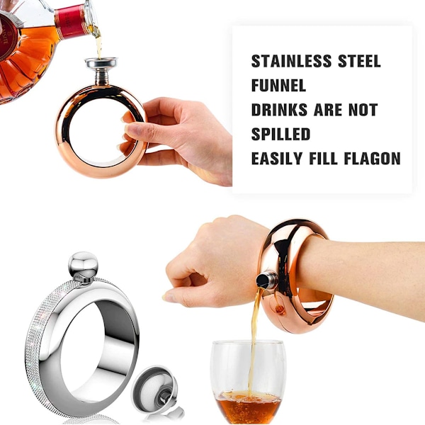 Armbåndsflaske til fester, Glitter Rustfrit Stål AB Krystal Dekoreret Bærbar Flaske til Kvinder{HH}