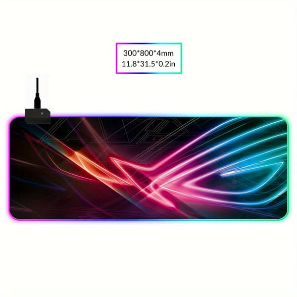 Gaming LED Lysende Musemåtte, RGB Tastaturmåtte, Skridsikker Musemåtte, Computertilbehør 400*900*4mm