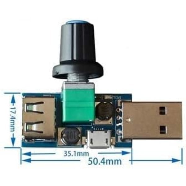 3 STK 5W USB Ventilator Hastighedsregulator Trinløs USB Ventilator Hastighedsregulator DC 5V DC 4-12V til 2.5-8V Regulator Hastighedskontrolknap