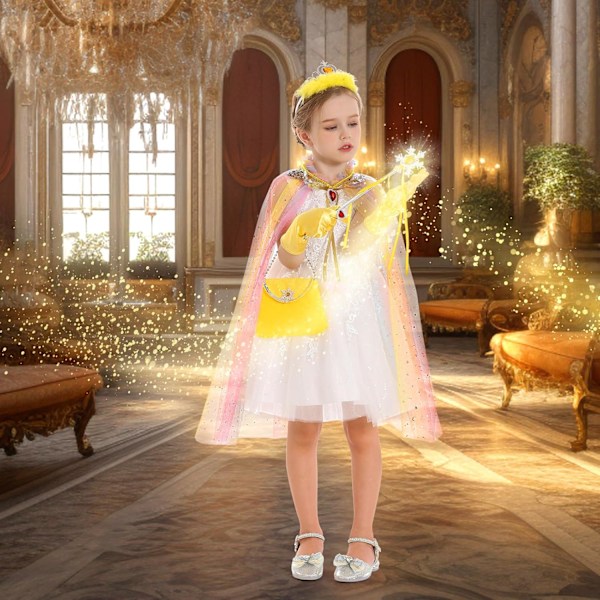 Prinsessaviittasetti, 12 kpl Prinsessaleikkejä varten vaatteita pienelle tytölle, Prinsessamekkoja tytöille 3-8 vuotta, syntymäpäivälahja Colorful