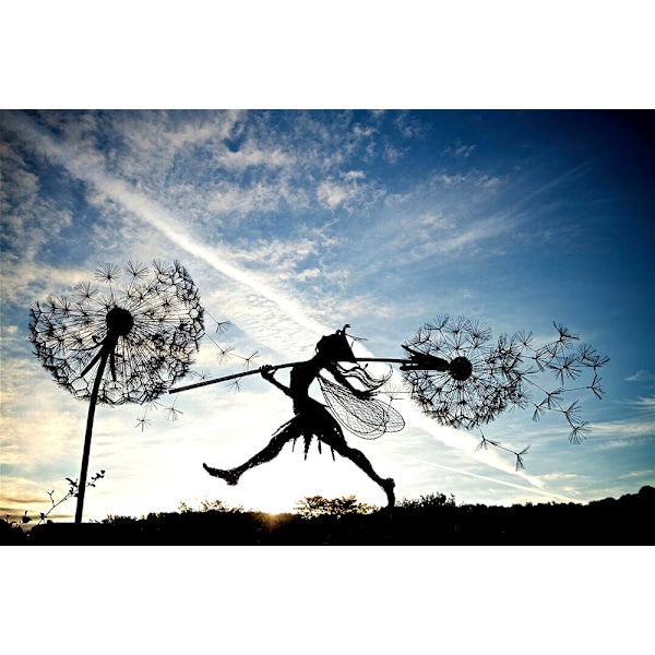 Dansende Fe Mælkebøtte Statue Ornament Pæle{HH} Dandelion D
