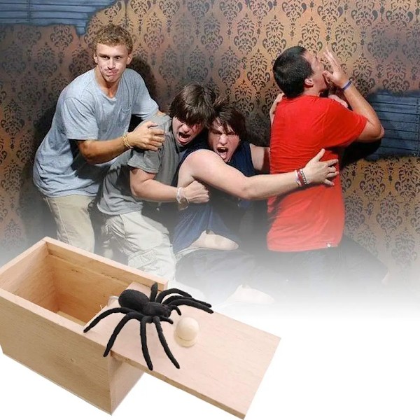 Halloween Edderkop Scare Box Joke Box Overraskende Træ Scare Box Gave Legetøj Edderkop Box Prankoy Jokes til Børn Voksne Gul Yellow Other