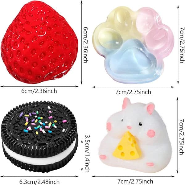 st Taba Squishy Set, Jordgubbe + Hamster + Kattass + Hamster + Oreo, Fufu Squishy Squishe Leksaker Squishies Stresslindring