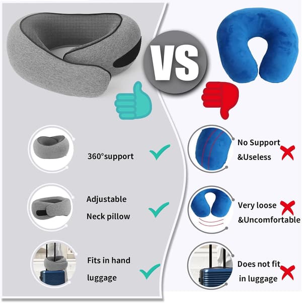 Reisepute Komfortabel Memory Foam Støtte for Fly Bil Kontorbruk Grå