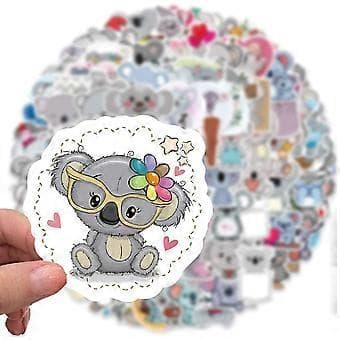 Paketti 100 Söpöä Koala-tarraa Sarjakuvaeläin Vinyylitarrat
