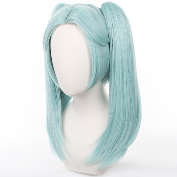 Cyberpunk Edgerunners Cosplay Parykk Anime Rebecca Halloween Parykker Lang Grønn To Fletter Syntetisk Stoff med Parykkhette for Kvinner Comic Con