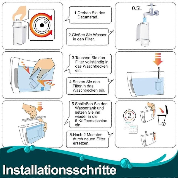 Vandfilter til Siemens EQ serien, EQ3/EQ6/EQ9, EQ500, S700 {HH} White