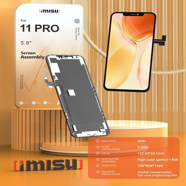 Ersättningsskärm för iPhone 11 Pro svart{hh] black only the screen