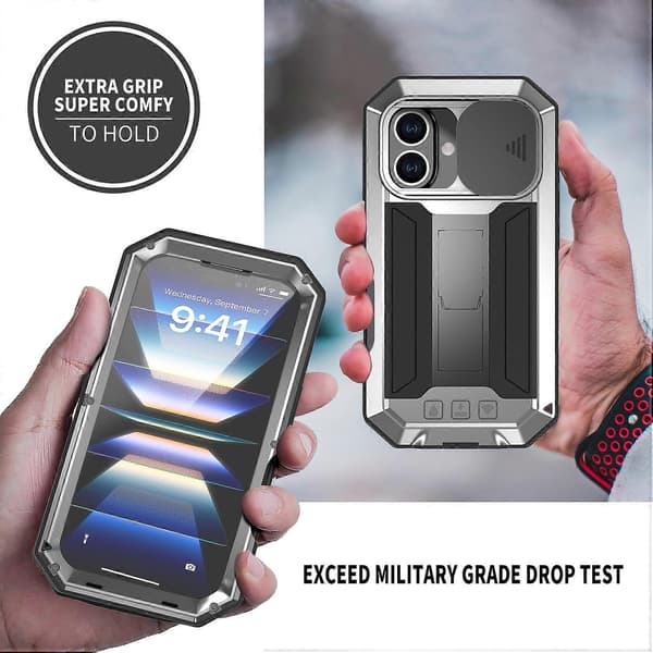 Skjutbart Kamera IP54 Liv Vattentätt Hållare Mobilskal Silver Silver Silver For iPhone 16
