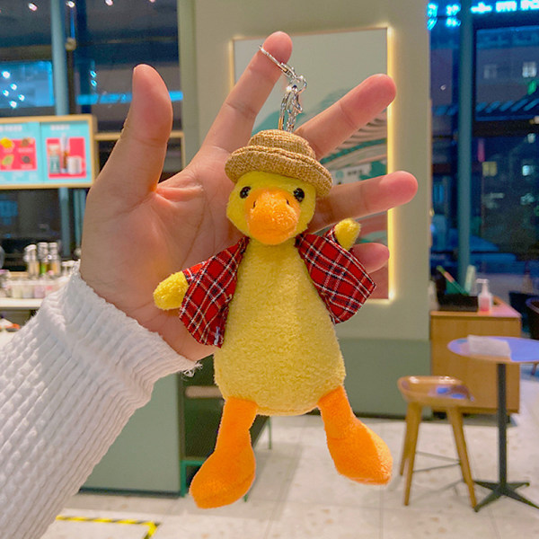 Sarjakuva Kuromi -nukke koululaukun riipus nukke pehmolelu pari avaimenperä laukun riipus Plush Red Cowboy Duck 11cm (with keychain)
