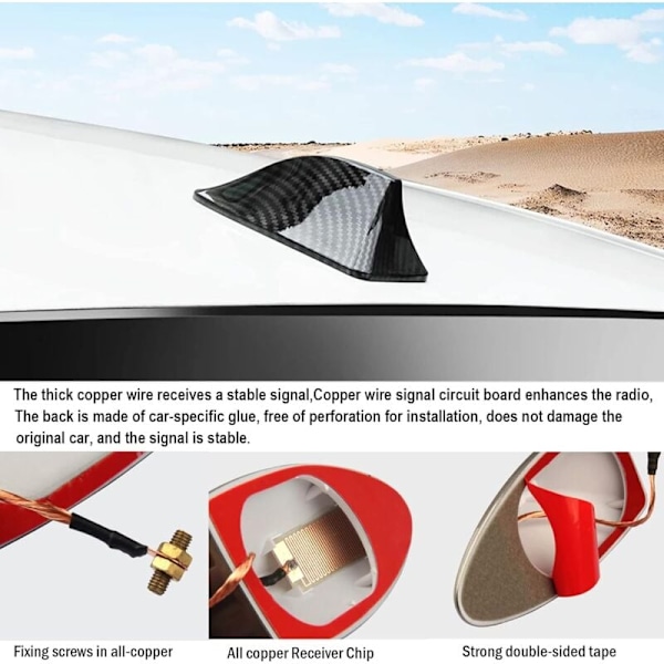 Heart Horse Universal Karbonfiber Hai Finne Tak Radio FM/AM Dekorativ Antenne Signal Perfekt Del For Bil SUV Lastebil Varebil med A