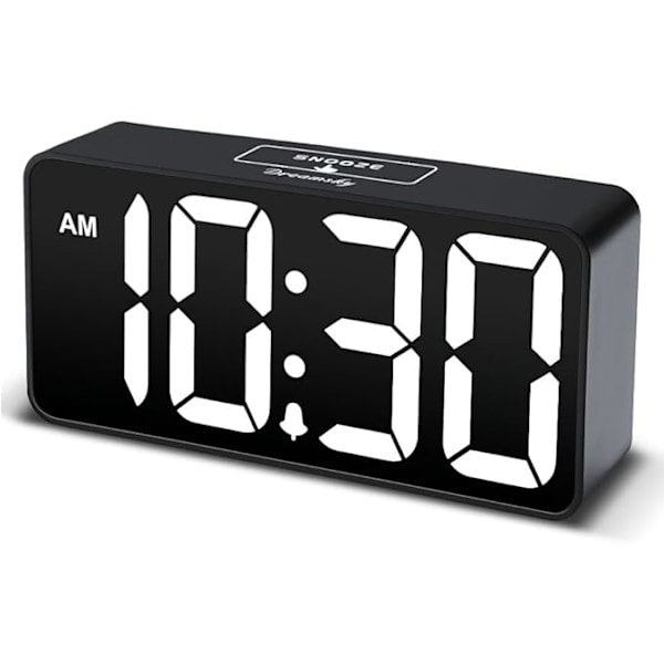 DreamSky Liten Digital Väckarklocka för Sovrum, Stor Tydlig Sifferdisplay med Dimmer för Vardagsrum, USB-C Adapterdriven