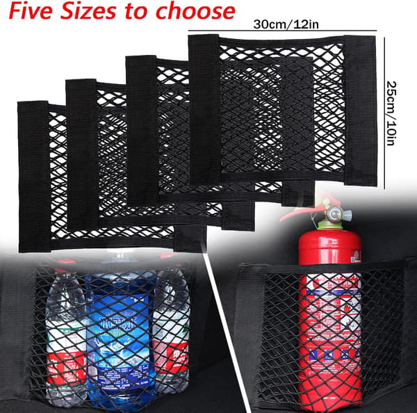 Universal Bil Bagagerumsnet 4-pak Elastisk Cargo Organizer Mesh Taske til Køretøjs Bagagerum 30x25 cm Sort