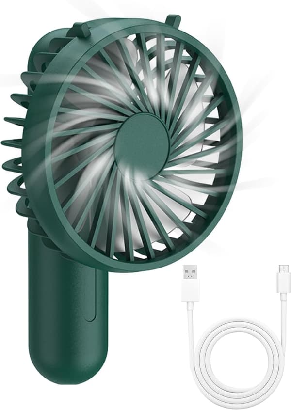 Genopladelig Håndventilator Bærbar Bordventilator Foldbar USB Mini Ventilator 3 Hastigheder Støjsvag Personlig Køleventilator Grøn 9x20,5x4cm