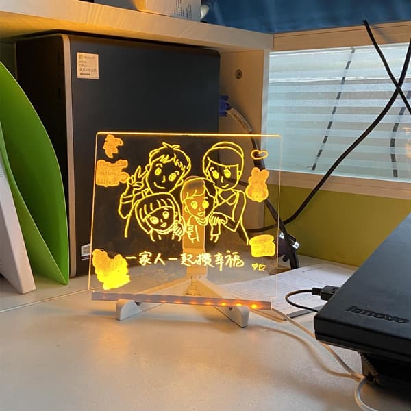 Belyst Tegneplade til Børn - Stor Sletbar Skrivetavle | Halloween Hobby & Dekor Includes 1 white pen (Medium Size 200*200*3mm)