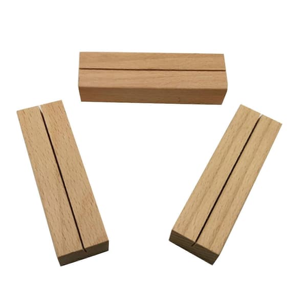 12-pack Trä Placeringskortshållare för Bröllopsbord, Äkta Trä Bordsnummerhållare, Menyhållare, Solid Bas och Elegant Design-XF30-