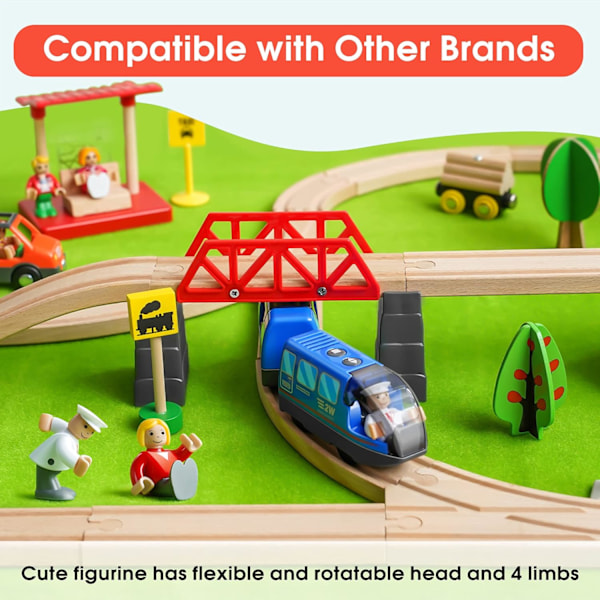 Batteridrevet Lokomotivtog - Togsett Kompatibelt med Thomas, Brio, Chuggington Tog og Trespork (Ikke Inkludert) - Blå