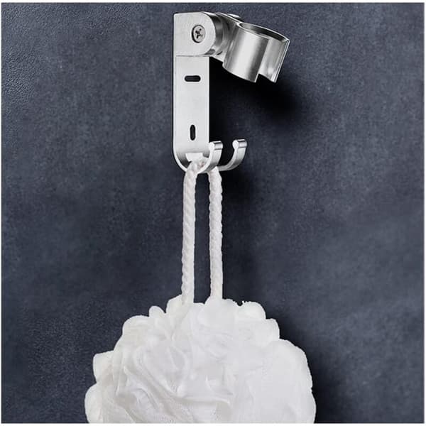 Adjustable Shower Head Holder, Shower Head Wall Mount, with Hanging Hooks, Drilling, Waterproof, Wall for Bathroom
