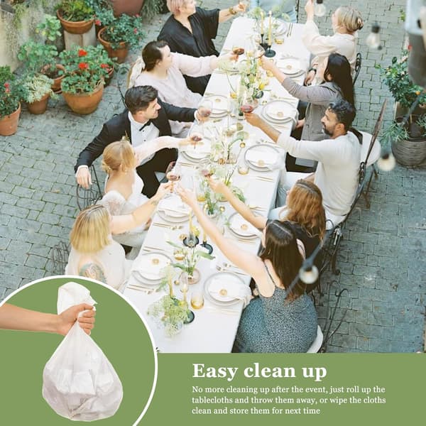 Engangs hvit duk 4 stk - Vanntett - Rektangulær for bryllup, fest, barnebursdag, jul (137 x 274 cm)