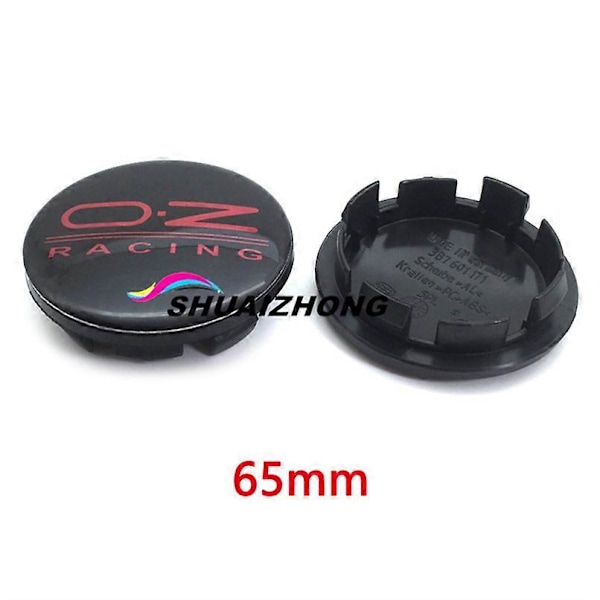 4 stk 56mm 60mm 65mm 68mm Bil Hjulsentrum Navkapsler For Felgdekning Auto OZ Racing Logo Badge Emblem Eksteriør Styling Tilbehør 65mm Black Red