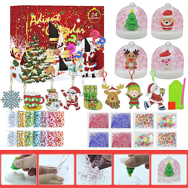 Julkalender 2023 DIY Diamantmålning Konst Nyckelring Jul 24 Dagar Nedräkning Överraskning Blind Box Gåva