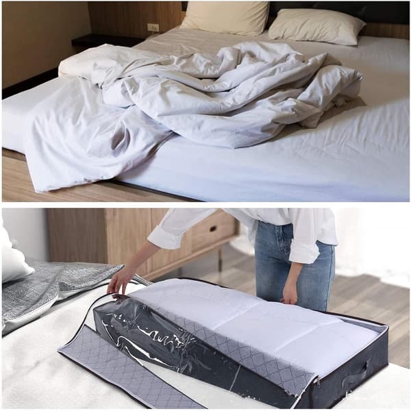 Under Bed Storage Bag, 2-pack, Large Foldable Non-Woven Fabric Storage Box, Storage Bags for Quilts, Blankets, Pillows, Toys