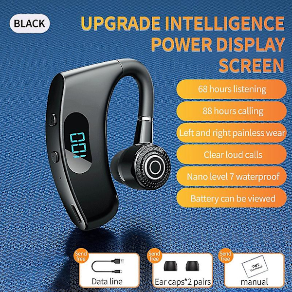 Bluetooth-headset Led trådlöst headset Bluetooth 5.2 headset 180 graders roterande öronkrok affärs körning hörlurar affärs Bluetooth-headset