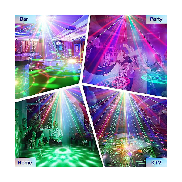 Mini DJ Partylys med fjernkontroll for innendørsfest, bar, KTV, dans, bursdag, Halloween, jul, 32 RGB-mønstre
