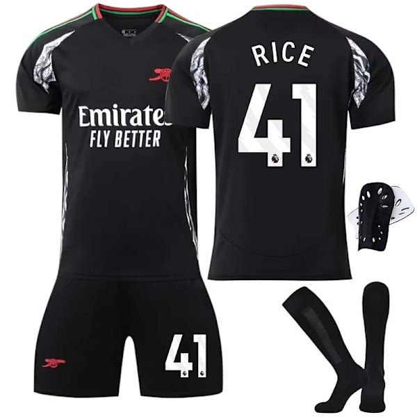 2425 Arsenal bortedrakt RICE Fotballdrakt med sokker+Beskyttelsesutstyr M(170-175cm)