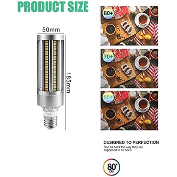 60W LED Corn Light, 500W Ekvivalent Pære, 7200 Lumen Super Sterk E27, 6000K Kald Hvit, for Lager Verksted Garasje (6000K Kald Hvit)