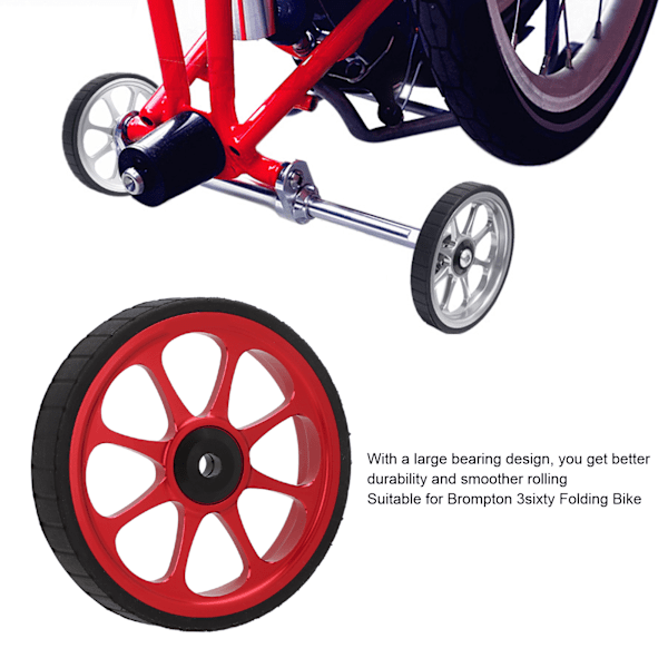 Alumiiniseoksesta valmistettu kokoontaitettava pyörä, kevytpyörä 82mm, levennetty laakeri, kevytpyörä Brompton 3sixty kokoontaitettavaan pyörään, punainen