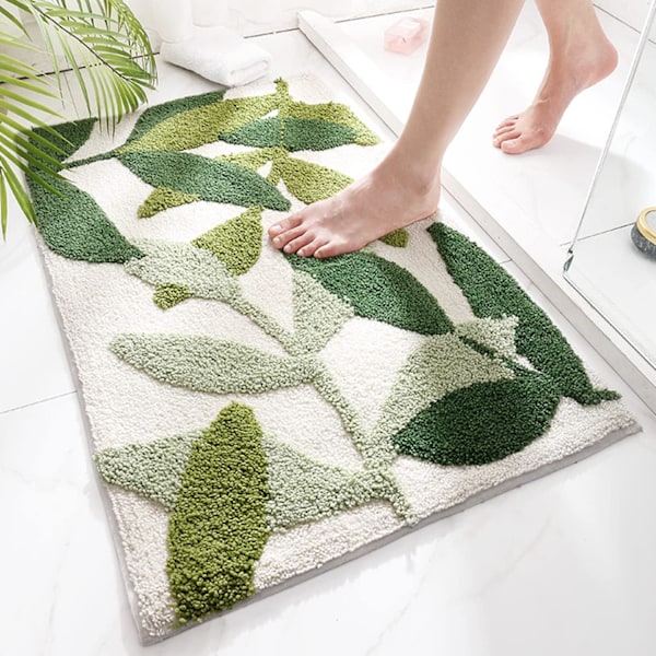 45 x 65 cm kylpymatto, vihreä lehtikuvioinen liukumaton imukykyinen kylpymatto