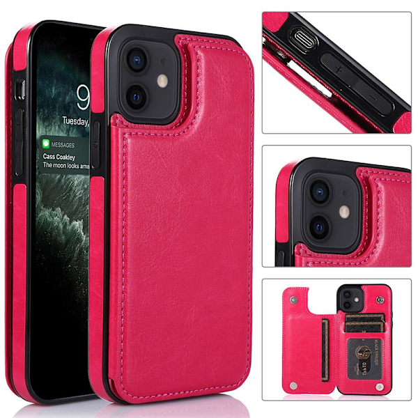 iPhone 12 - Praktisk stilfuldt etui med kortholder sort Black