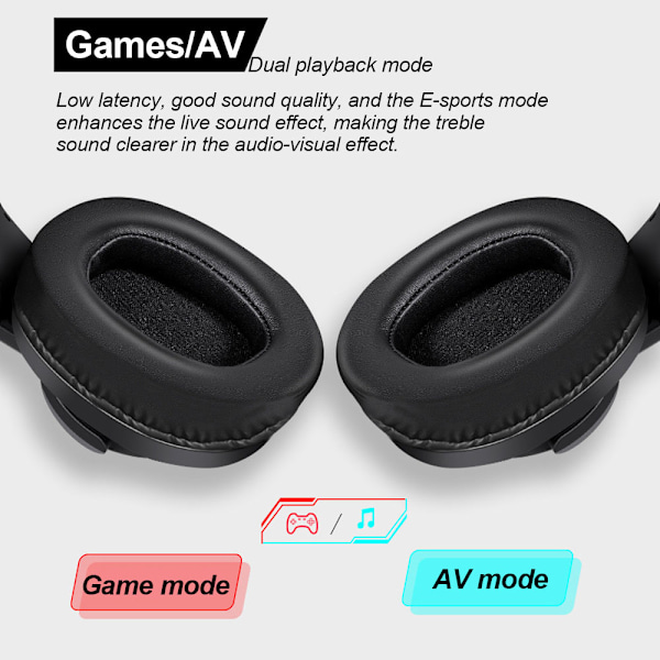 Gaming Headset med mikrofon, Bluetooth Gaming-hörlurar med